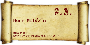 Herr Milán névjegykártya